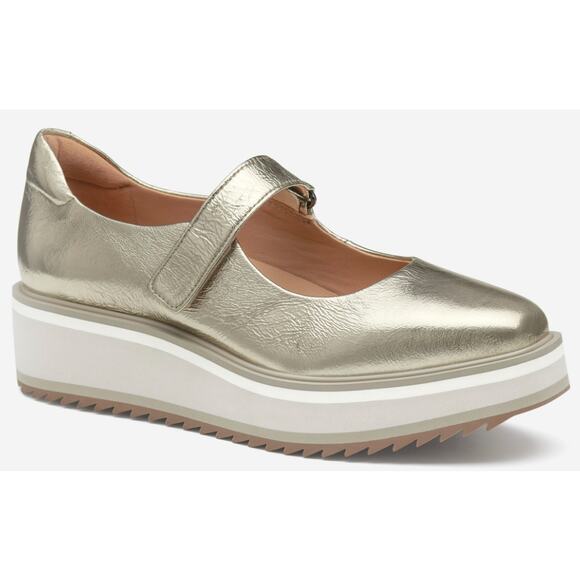 Johnston & Murphy Women's Gold Metallic Sheepskin Gracelyn Mary Jane Size 6M - Picture 1 of 11